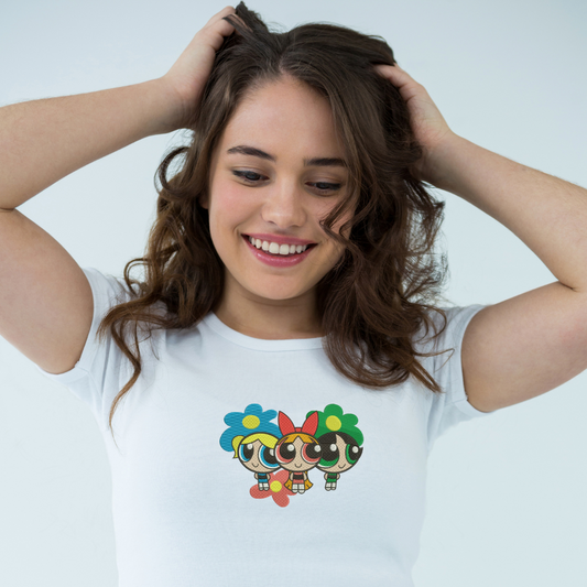 Floral Power Puff Girlz embroidered T-Shirt