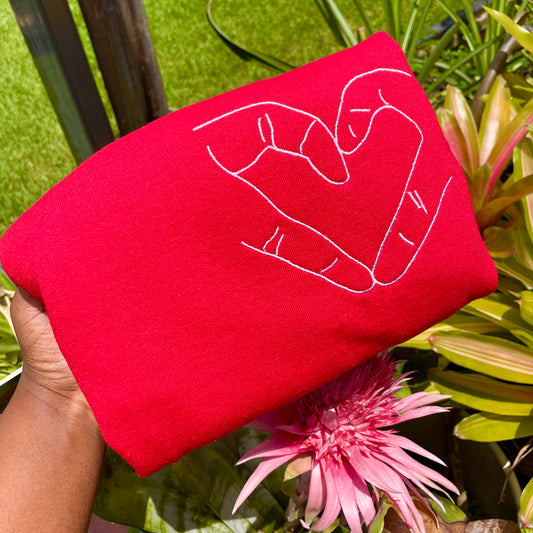 “Love U” Finger Heart Embroidered Sweatshirt/hoodie