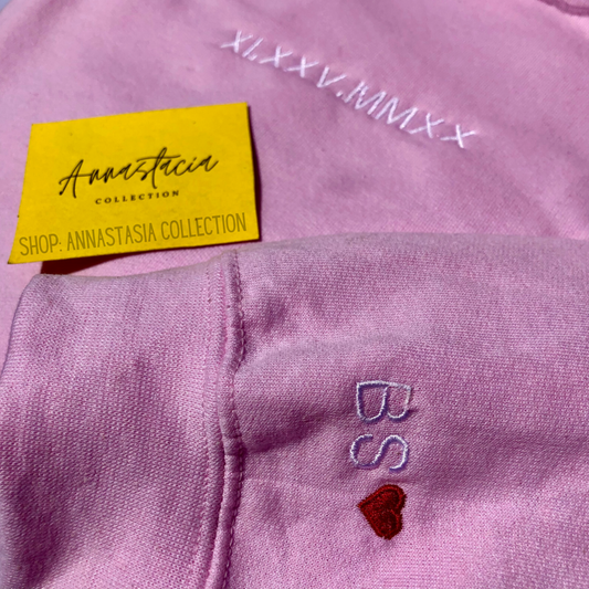 Personalized embroidered Sweatshirt/Hoodie with Roman numerals