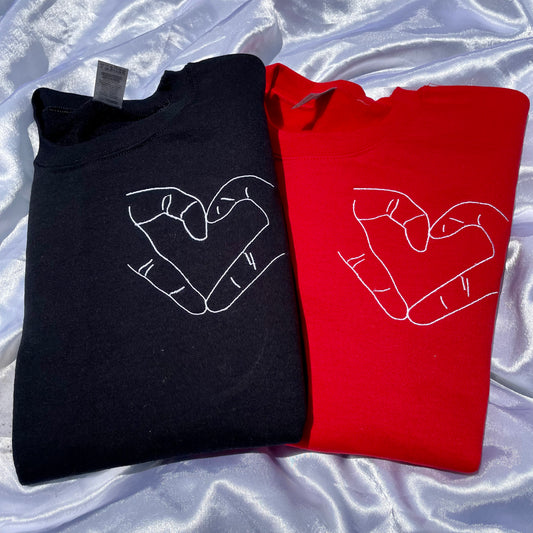 “Love U” Finger Heart Embroidered Sweatshirt/hoodie